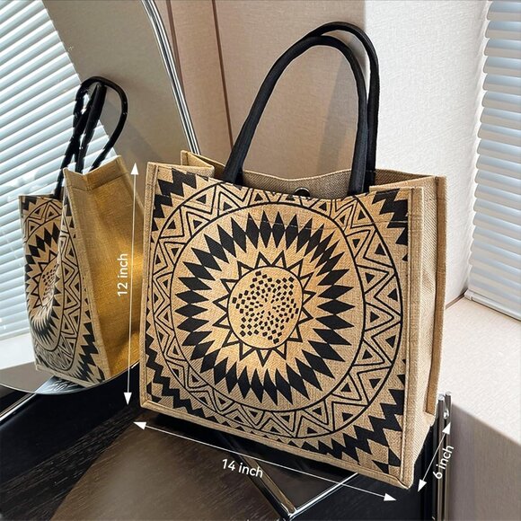 Women Yellow01 14''x12'' Large Tote Bag with Laminated Interior and Soft Handles - Picture 2 of 7